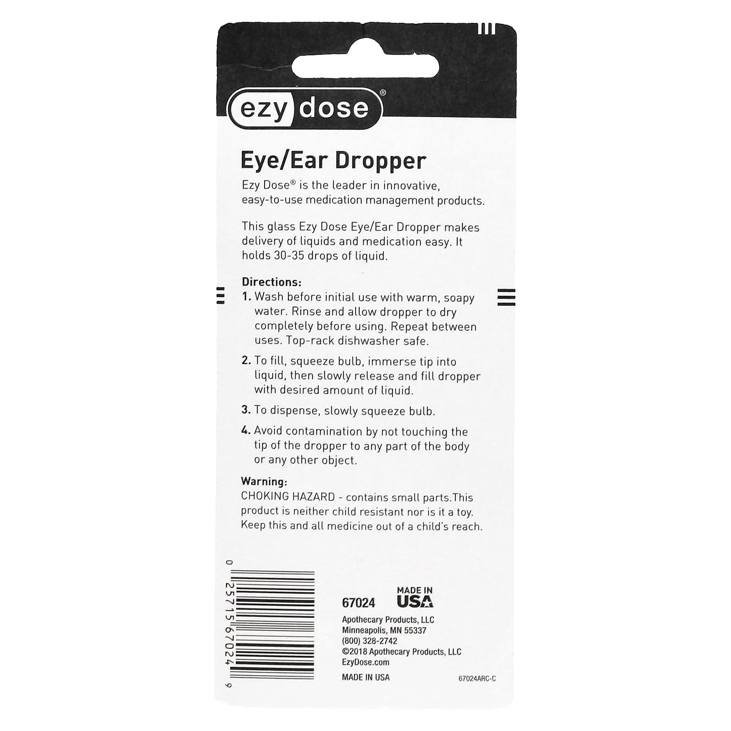 Ezy Dose, Eye/Ear Glass Dropper, 1 Count