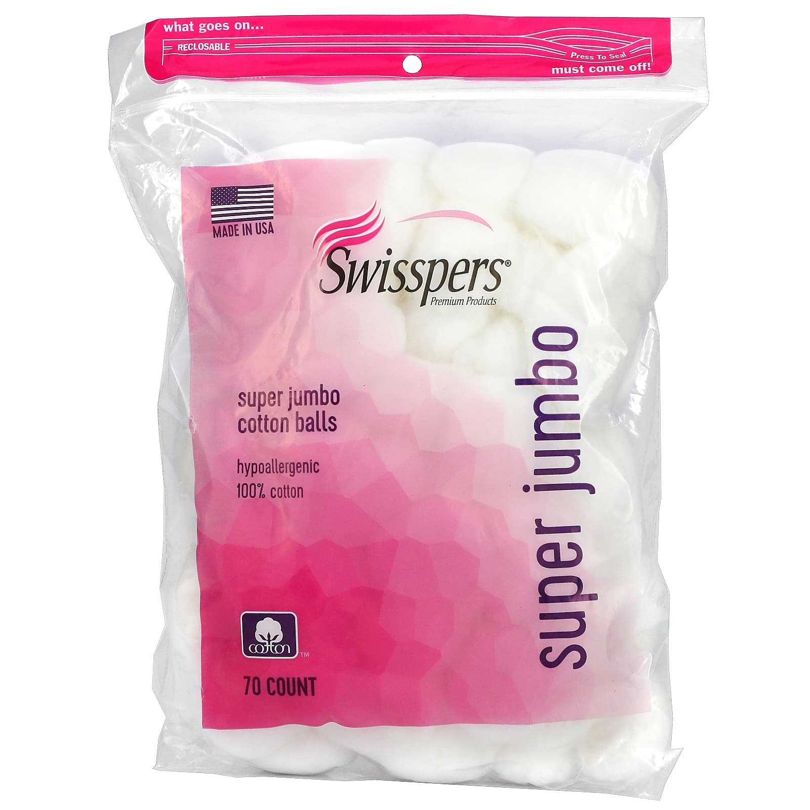 Swisspers-Super Jumbo Cotton Balls-70 Count