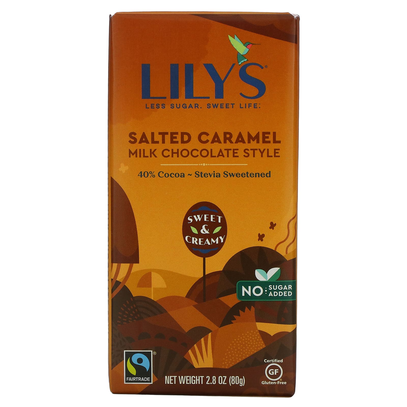 Lily's Sweets-Milk Chocolate Style Bar-Salted Caramel-40% Cocoa-2.8 oz (80 g)