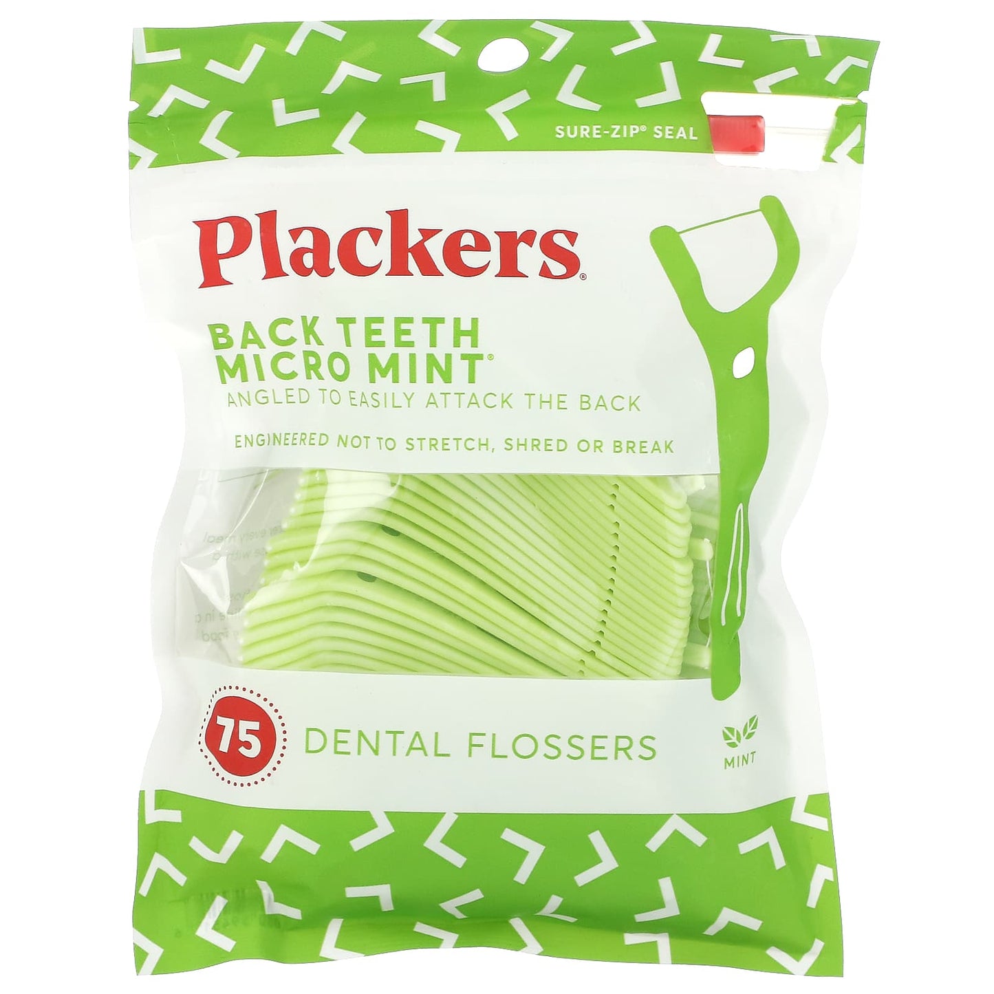 Plackers-Back Teeth Micro Mint-Dental Flossers-Mint-75 Count