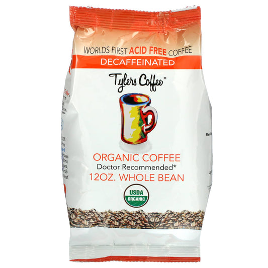 Tylers Coffees-Organic Coffee-Whole Bean-Decaffeinated-12 oz