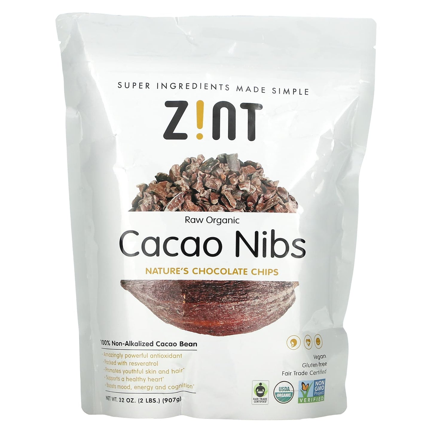 Zint-Raw Organic Cacao Nibs-32 oz (907 g)