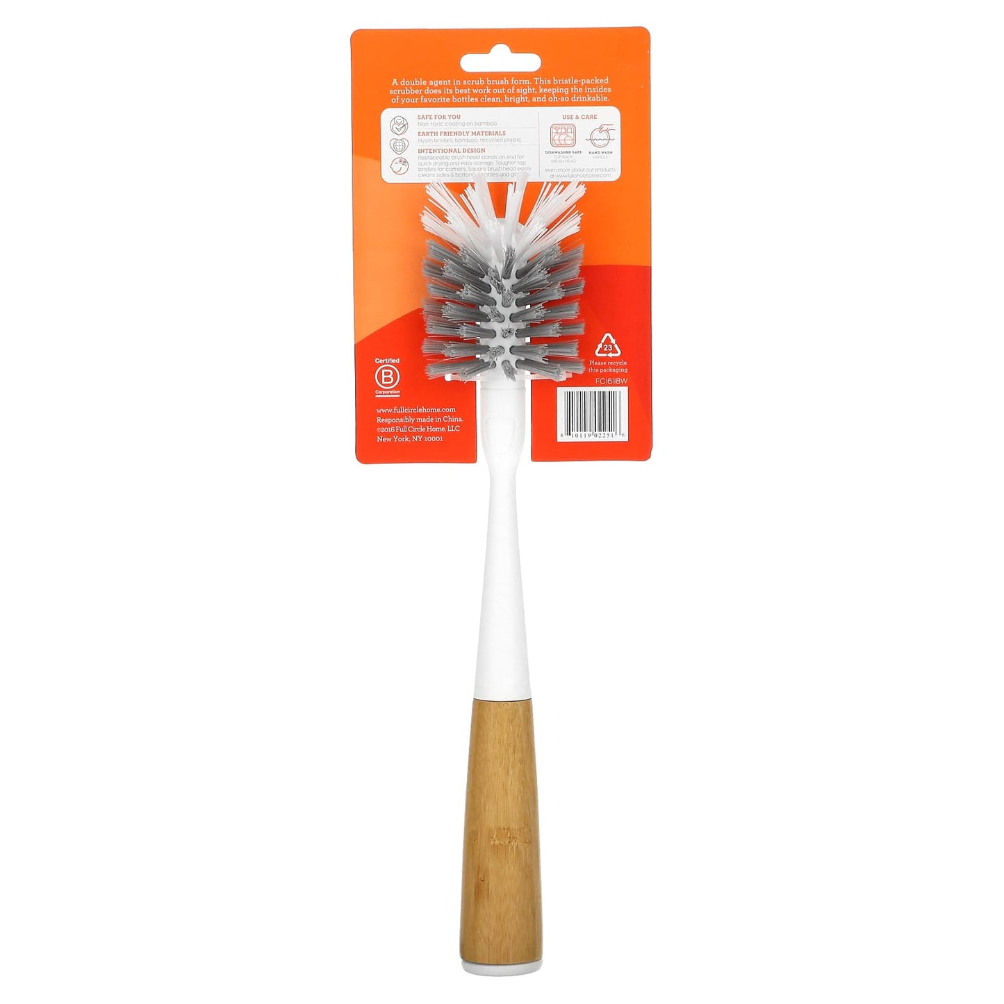 Full Circle, Clean Reach Replaceable Bottle Brush, White, 1 Each