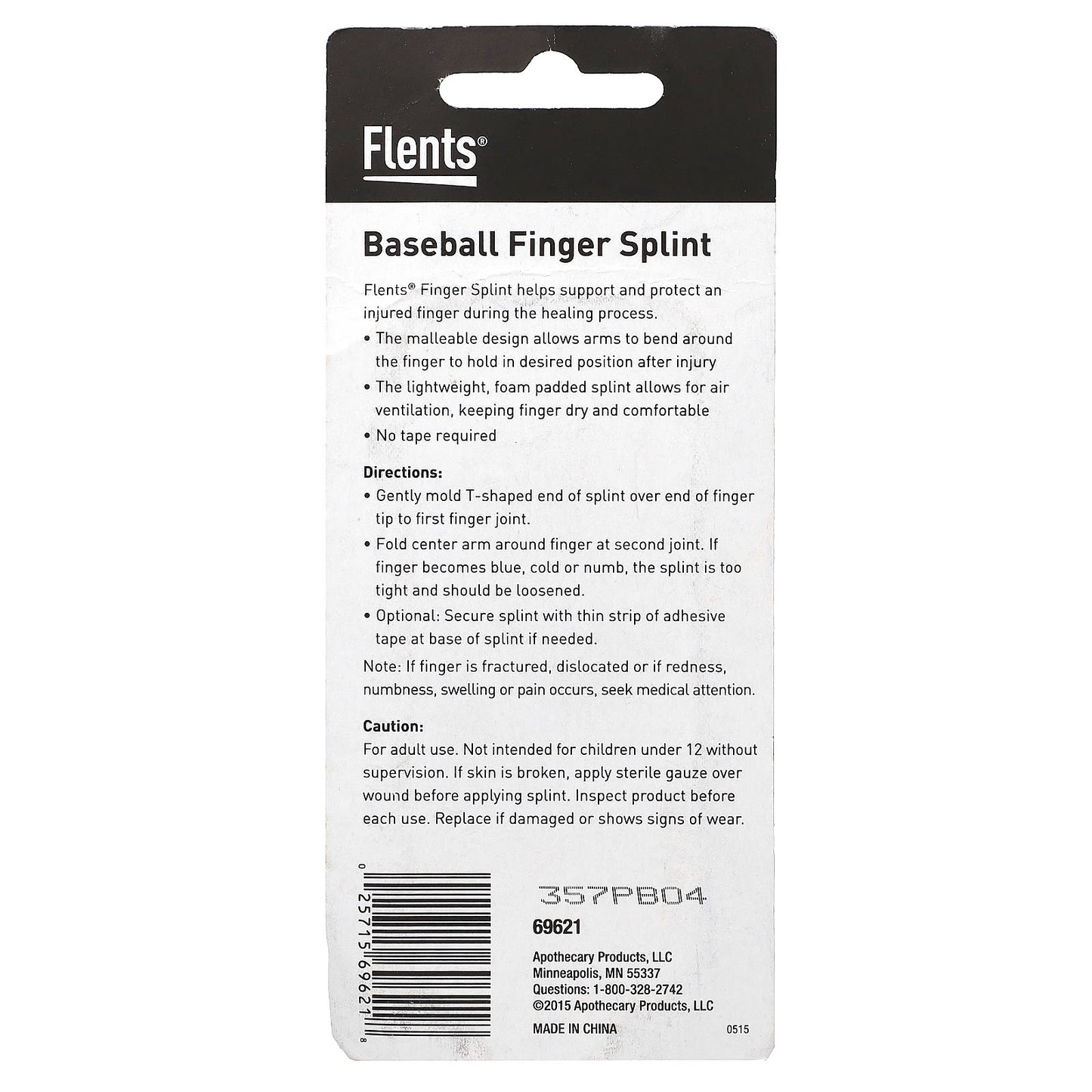 Flents, Baseball Finger Splint, Large , 1 Count