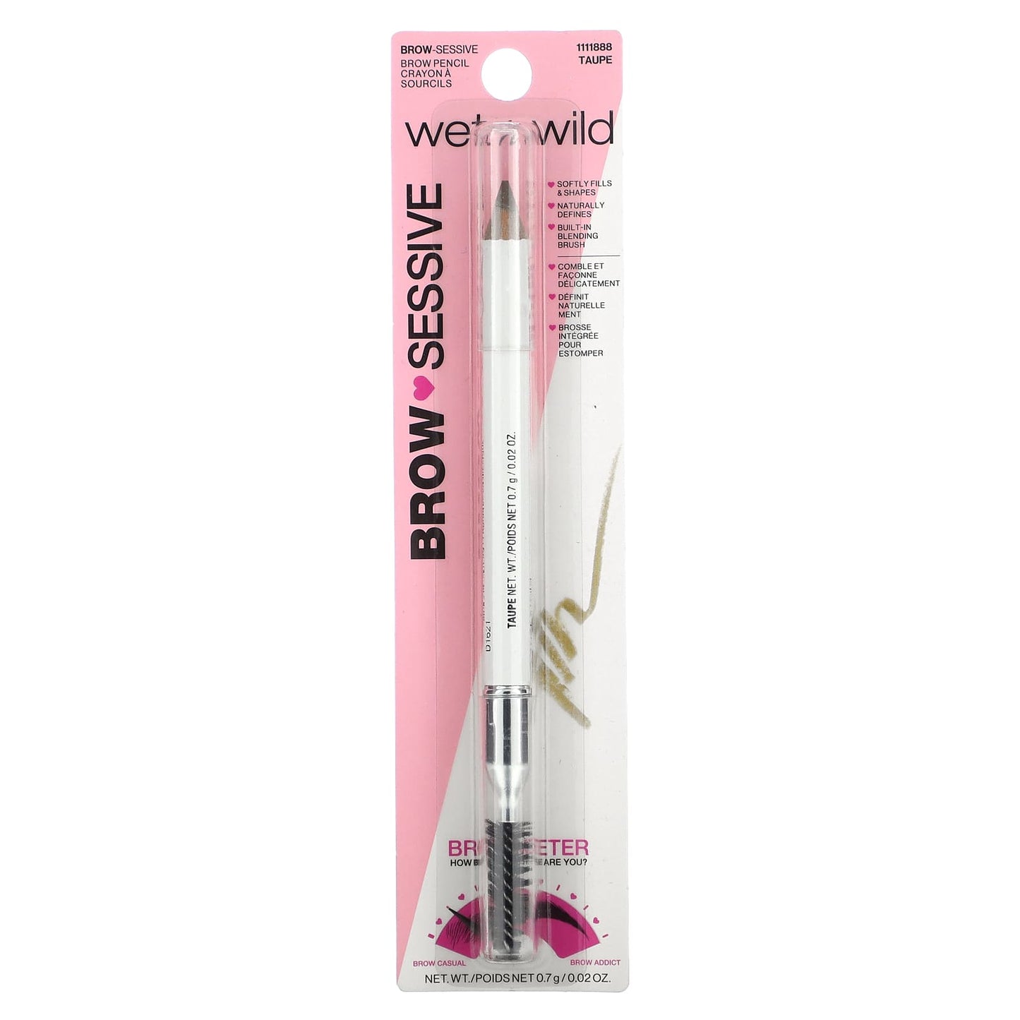 wet n wild, Brow Sessive Pencil, 1111888 Taupe, 0.02 oz (0.7 g)