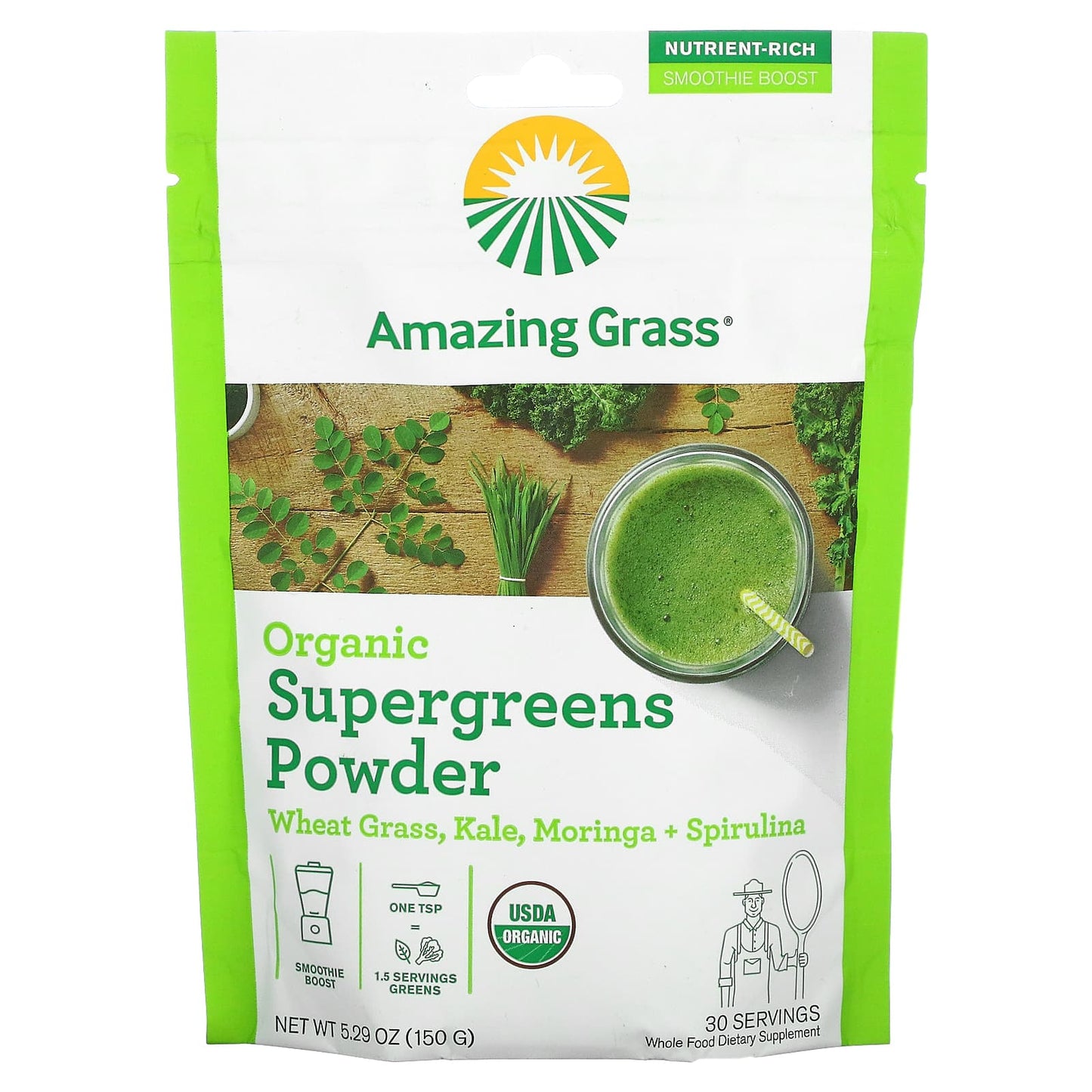 Amazing Grass-Organic Supergreens Powder-5.29 oz (150 g)