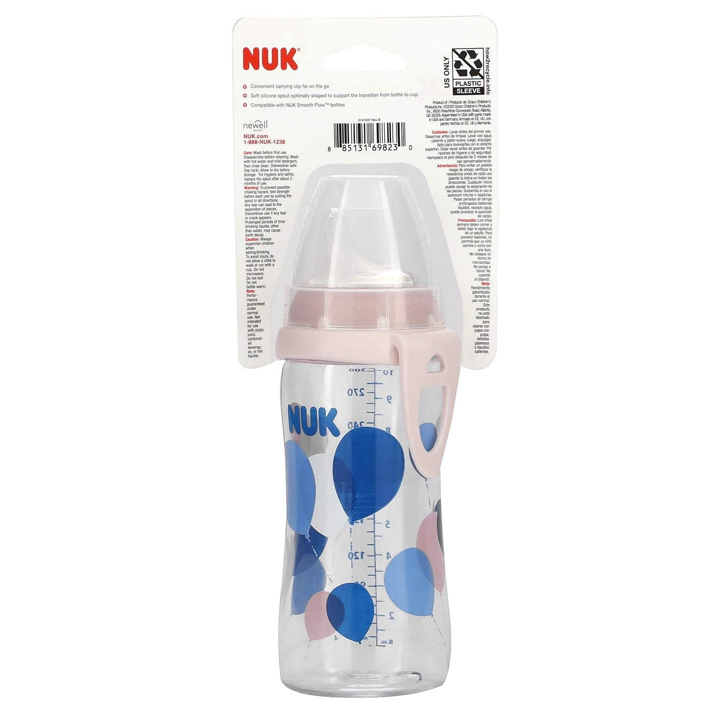 NUK, Active Cup, 8+ Months, Pink, 10 oz (300 ml)