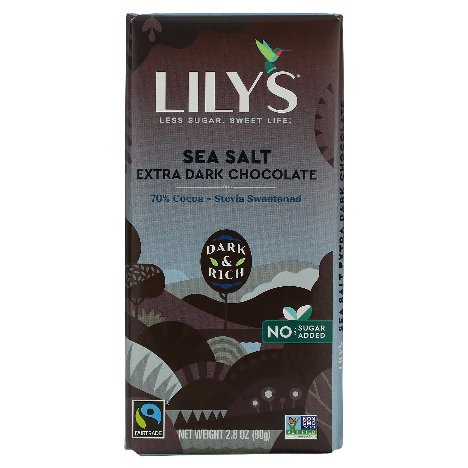 Lily's Sweets-Dark Chocolate Bar-Sea Salt-70% Cocoa-2.8 oz (80 g)