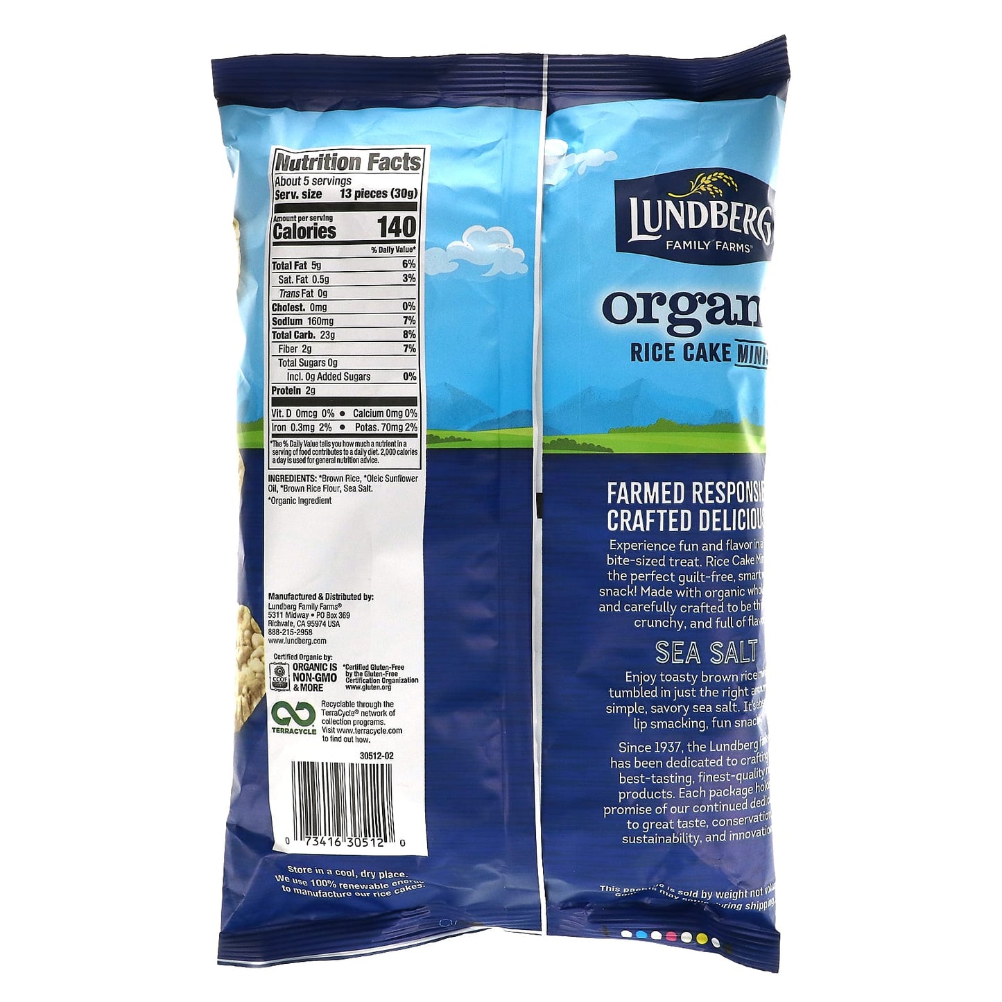 Lundberg, Organic Rice Cake Minis, Sea Salt, 5 oz (142 g)