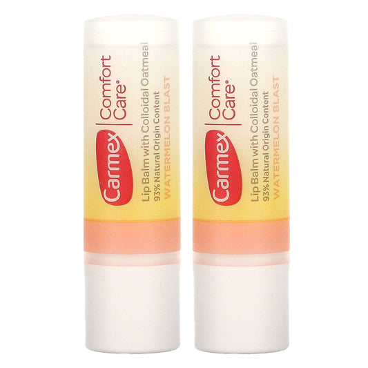 Carmex-Comfort Care-Lip Balm with Colloidal Oatmeal-Watermelon Blast-2 Sticks-0.15 oz (4.25 g) Each