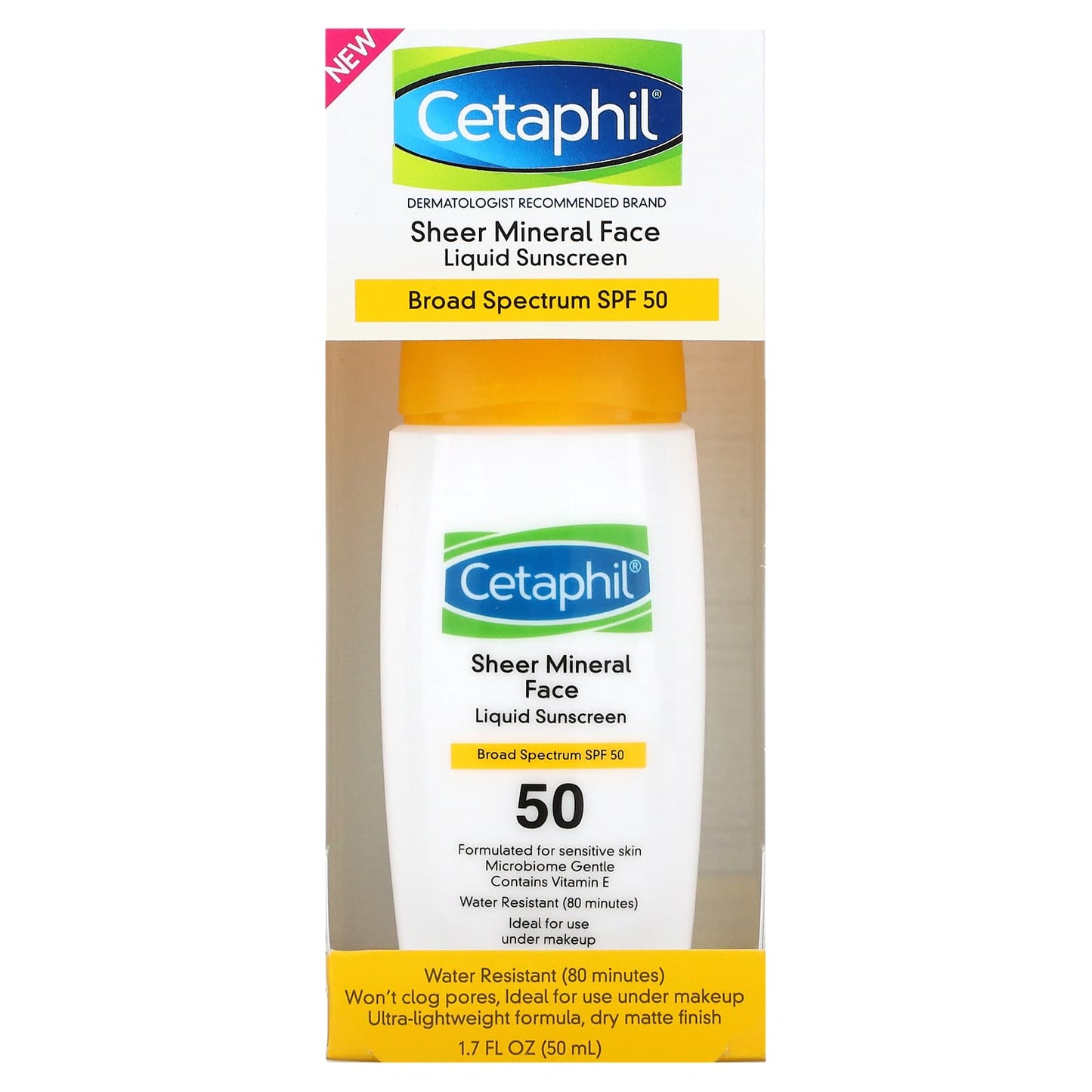 Cetaphil, Sheer Mineral Face Liquid Sunscreen, SPF 50, 1.7 fl oz (50 ml)