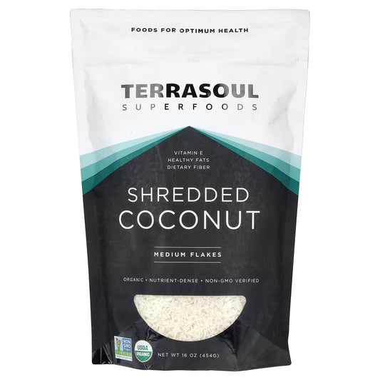 Terrasoul Superfoods-Shredded Coconut-Medium Flakes-16 oz (454 g)