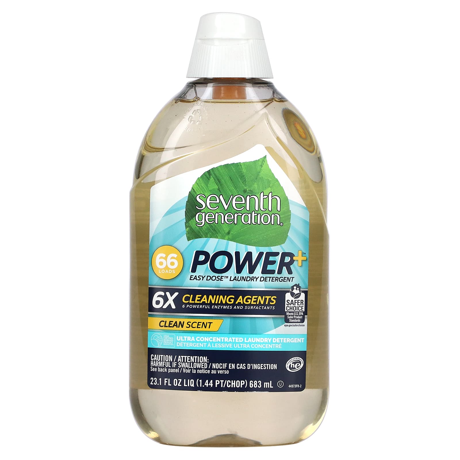 Seventh Generation-Power+ Easy Dose Laundry Detergent-Clean-66 Loads-23.1 fl oz (683 ml)