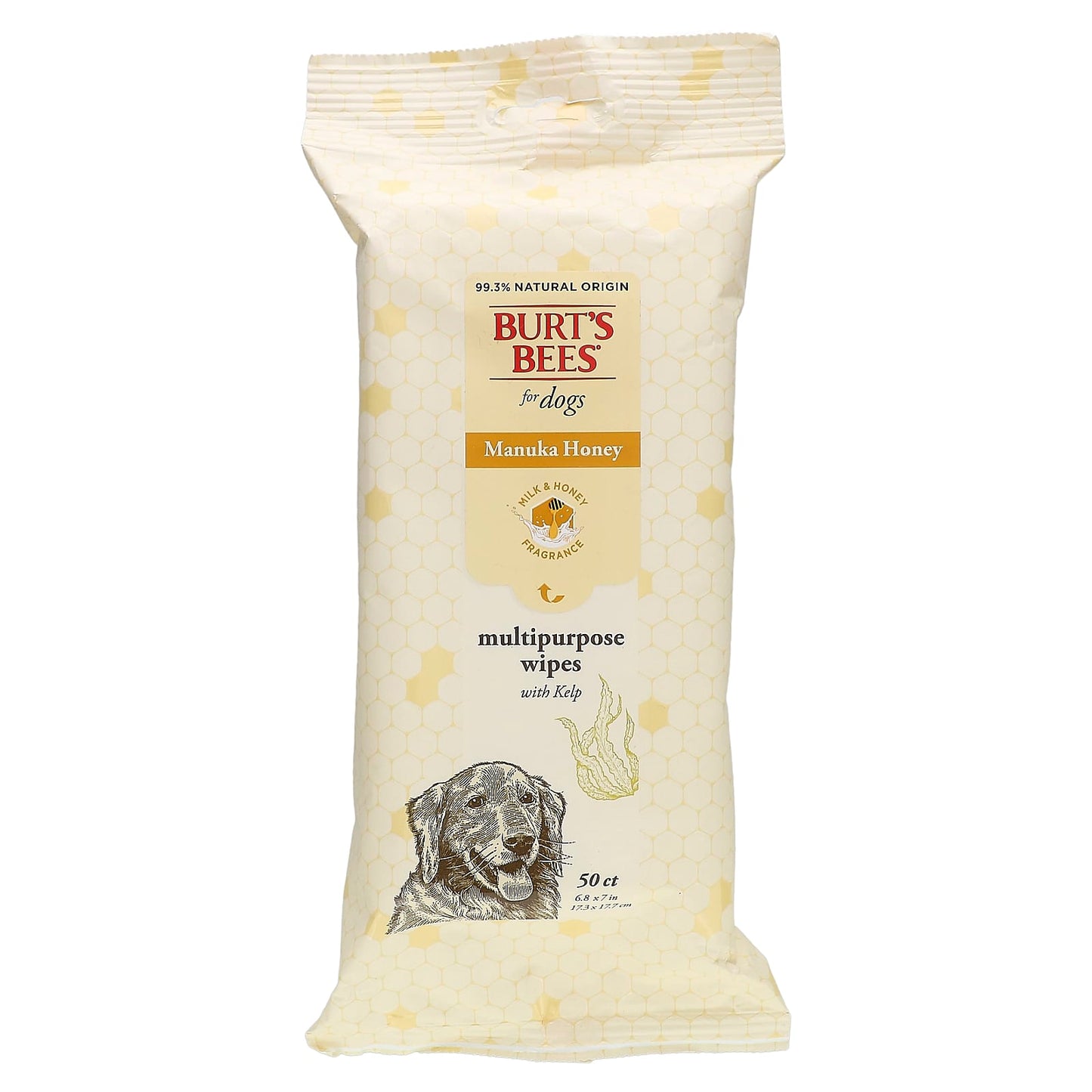 Burt's Bees-Manuka Honey Multipurpose Wipes with Kelp-For Dogs-Milk & Honey-50 Wipes