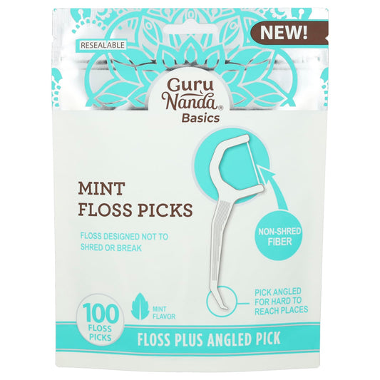 GuruNanda-Basics-Mint Floss Picks-100 Floss Picks