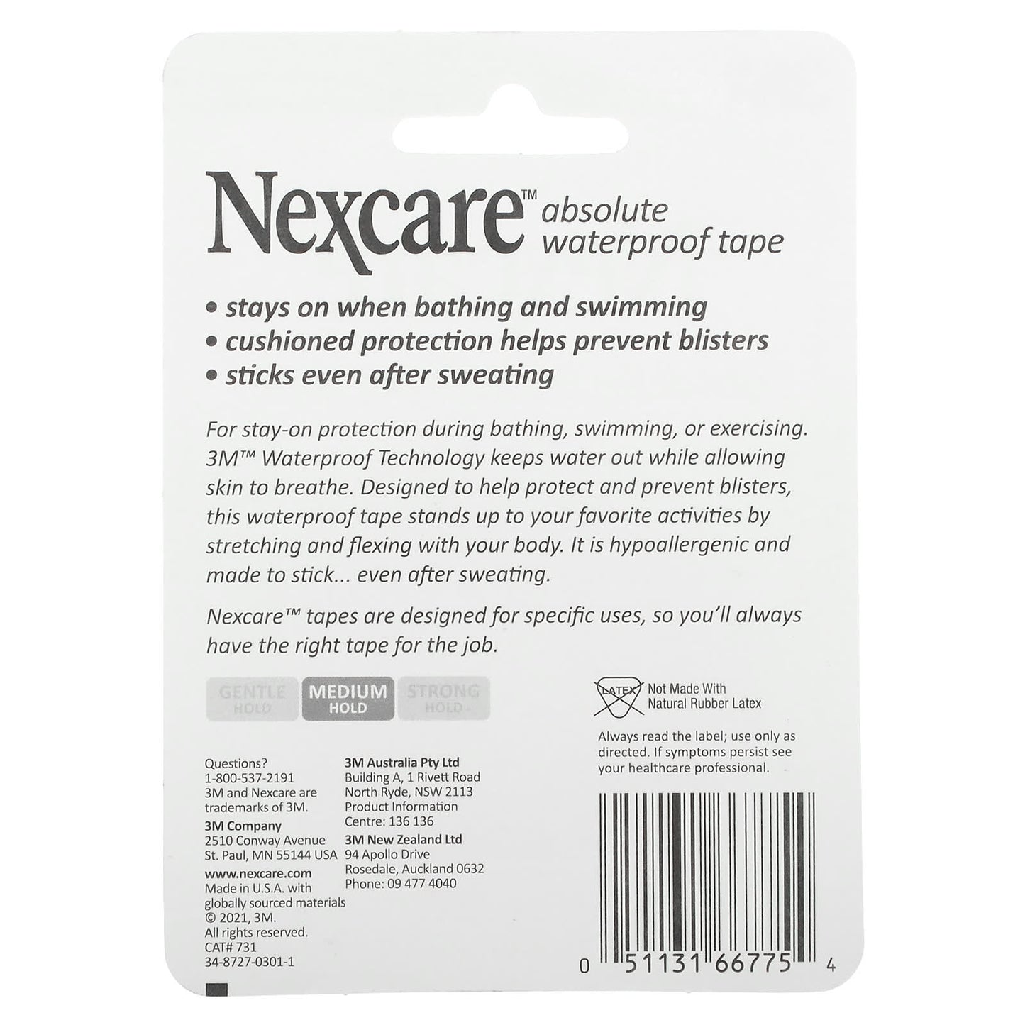 Nexcare, Absolute Waterproof Tape, Medium Hold, 180 in (5 yd)