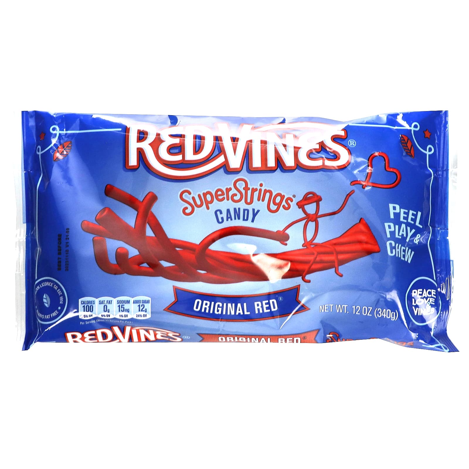 Red Vines-SuperStrings Candy-Original Red -12 oz (340 g)