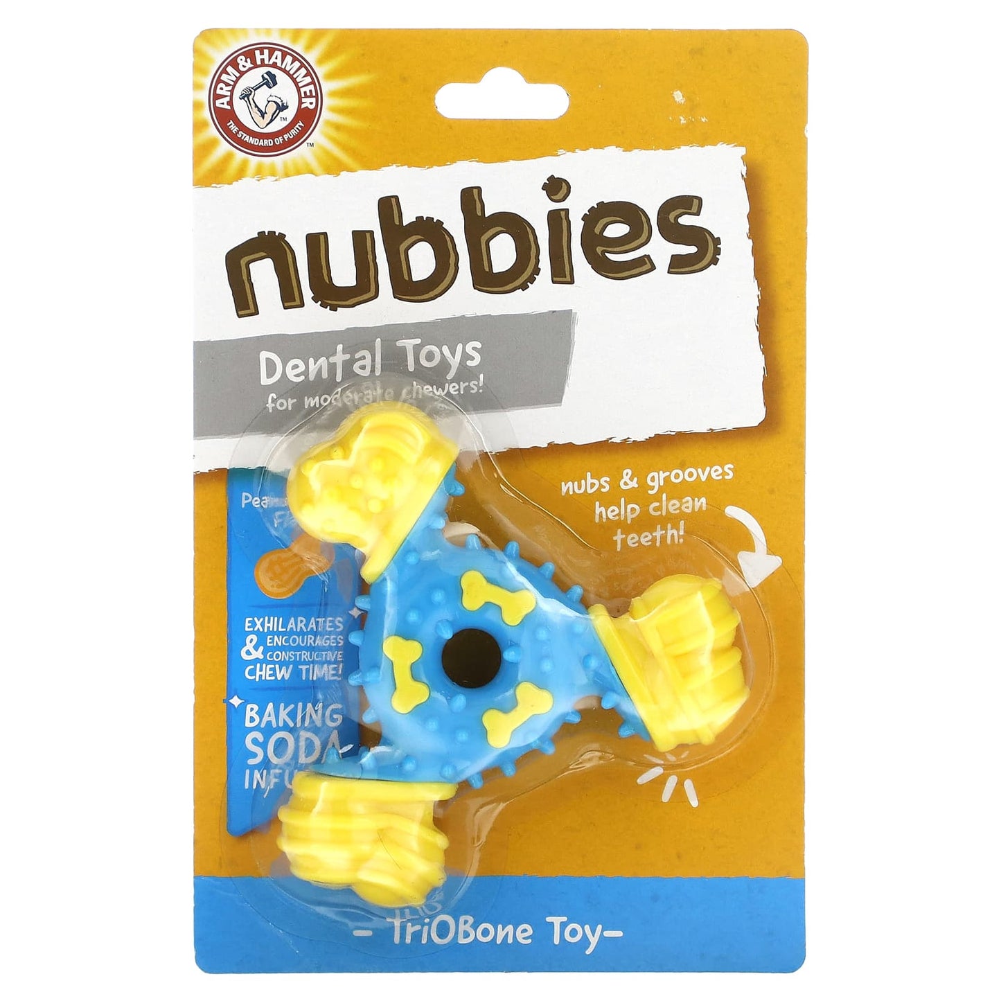 Arm & Hammer-Nubbies-Dental Toys for Moderate Chewers-TriOBone-Peanut Butter-1 Toy