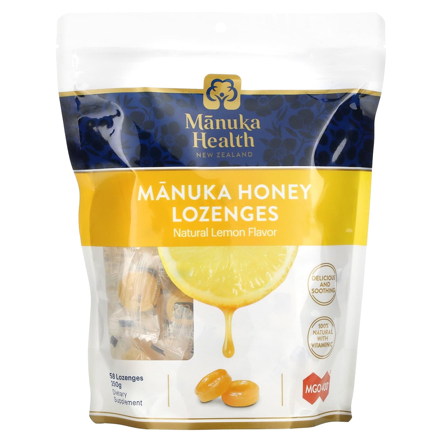 Manuka Health-Manuka Honey Lozenges-Lemon-MGO 400+-58 Lozenges