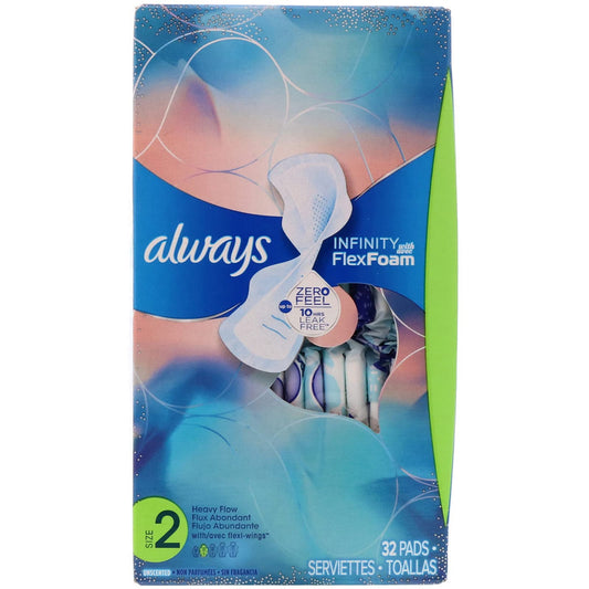 Always-Infinity Flex Foam with Flexi-Wings-Size 2-Heavy Flow-Unscented-32 Pads