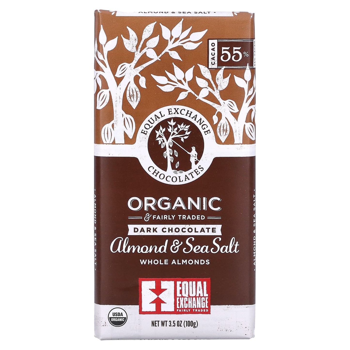 Equal Exchange-Organic Dark Chocolate-Almond & Sea Salt-3.5 oz (100 g)