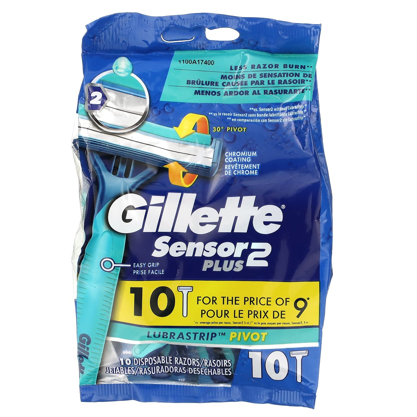 Gillette-Sensor 2 Plus-Pivoting Head-Disposable Razors-10 Count