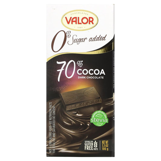 Valor-0% Sugar Added-70% Cocoa Dark Chocolate-3.5 oz (100 g)