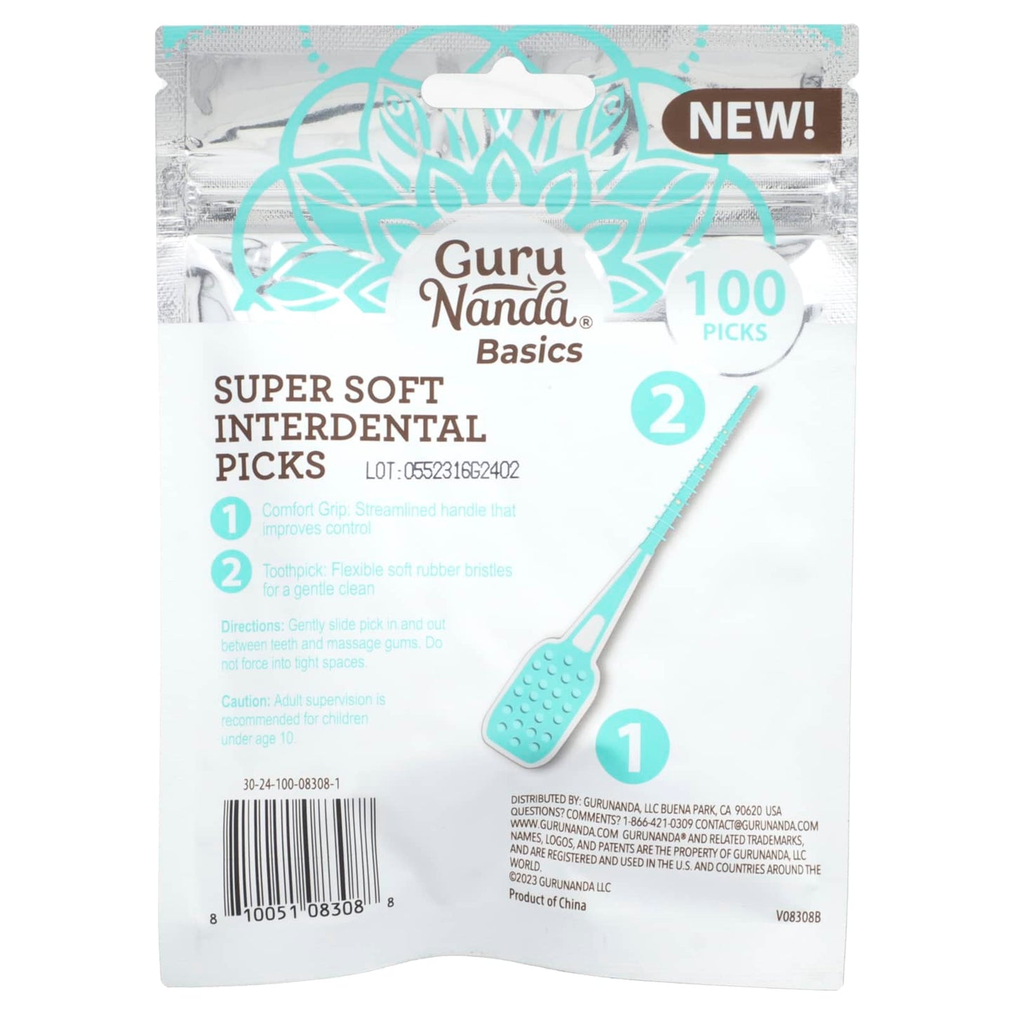 GuruNanda, Basics, Super Soft Interdental Picks, 100 Picks