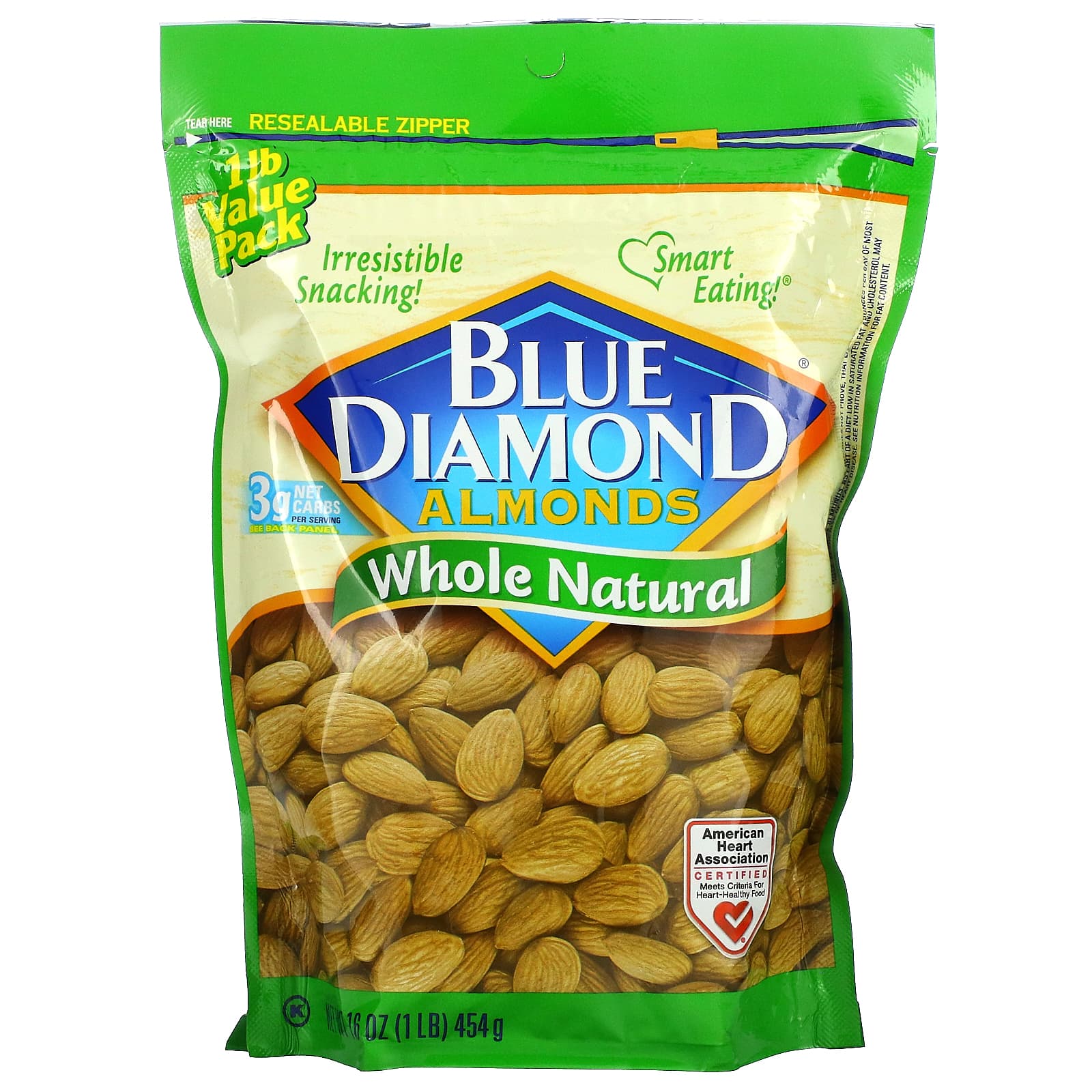 Blue Diamond-Almonds-Whole Natural-16 oz (454 g)