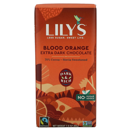 Lily's Sweets-Extra Dark Chocolate Bar-Blood Orange-70% Cocoa-2.8 oz (80 g)