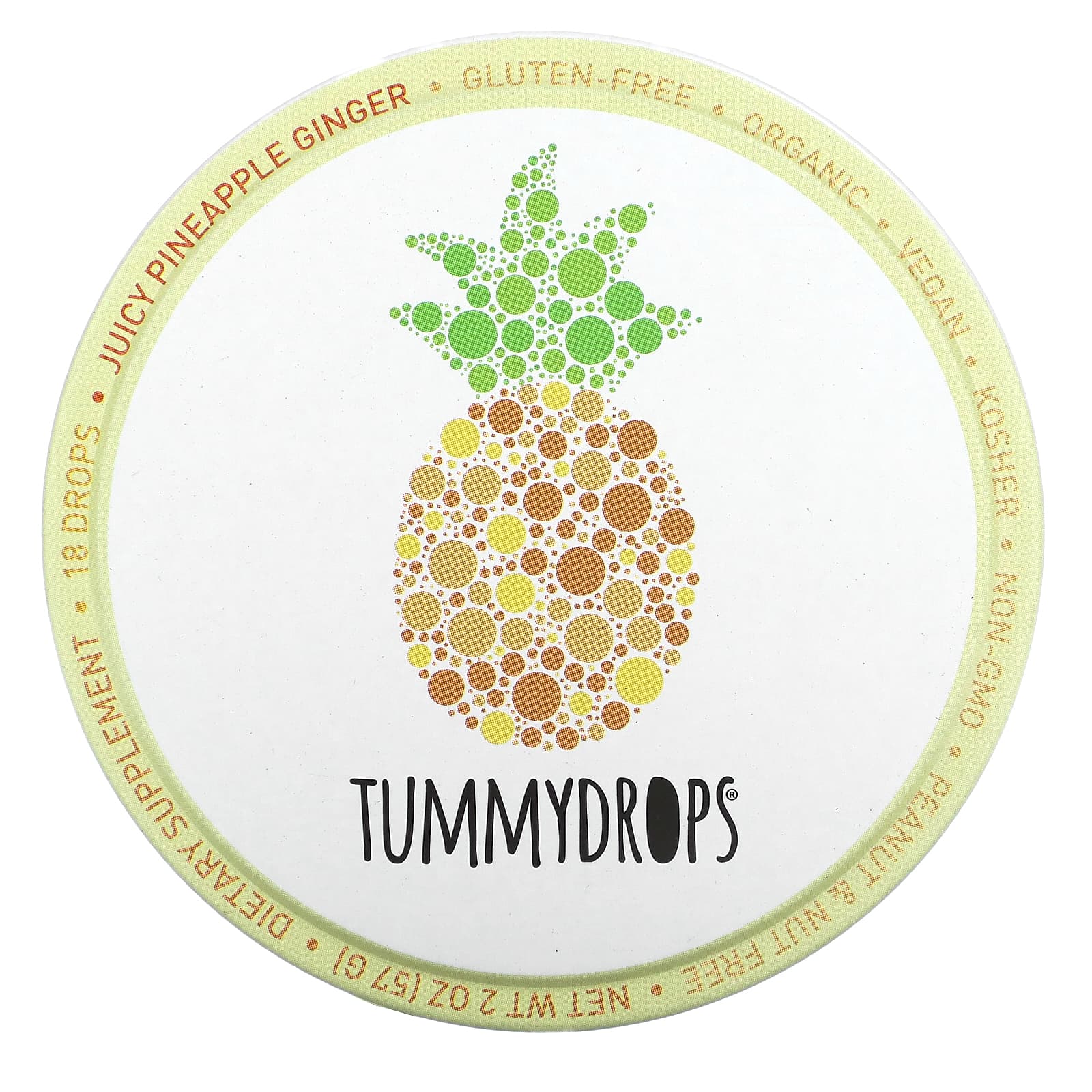 Tummydrops-Juicy Pineapple Ginger Drops-18 Drops-2 oz (57 g)