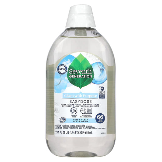 Seventh Generation-Easydose-Ultra Concentrated Laundry Detergent-Free & Clear-66 Loads-23.1 fl oz (683 ml)