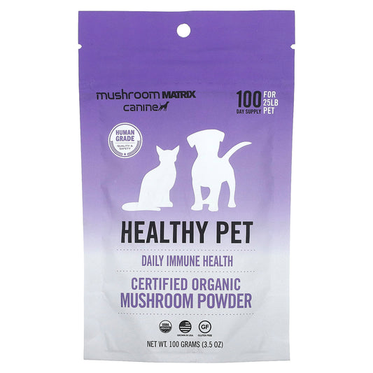 Mushroom Matrix Canine-Healthy Pet-Certified Organic Mushroom Powder-For 25 lb Pet-For Dogs and Cats-3.5 oz (100 g)