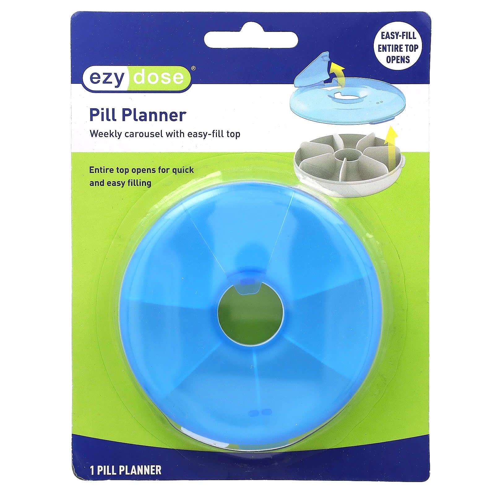 Ezy Dose-Pill Planner-Weekly Carousel With Easy-Fill Top-1 Count