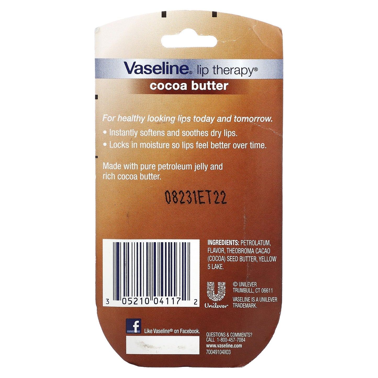 Vaseline, Lip Therapy, Cocoa Butter, 2 Pack, 0.25 oz (7 g) Each