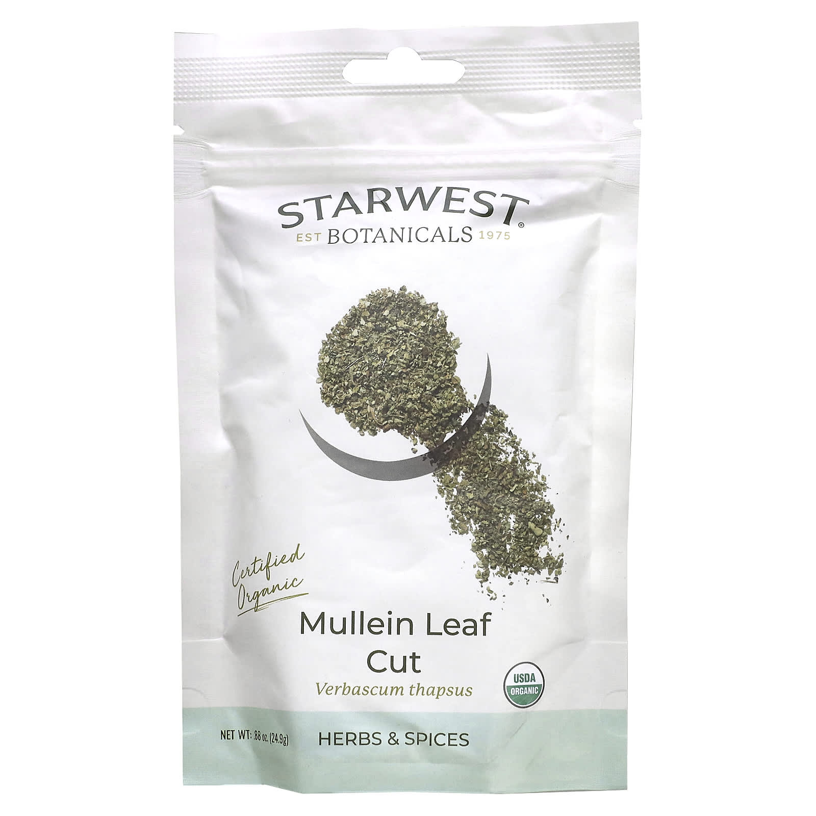 Starwest Botanicals-Organic Mullein Leaf Cut-0.88 oz (24.9 g)