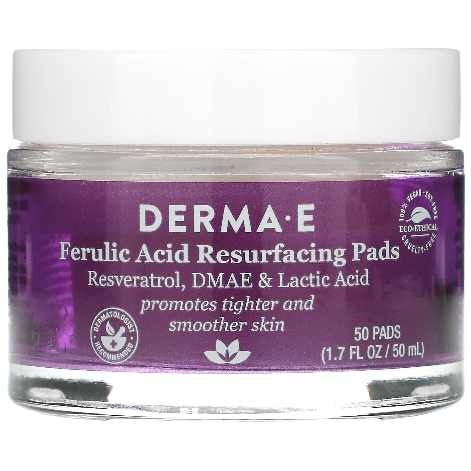 DERMA E-Ferulic Acid Resurfacing Pads-50 Pads-1.7 fl oz (50 ml)