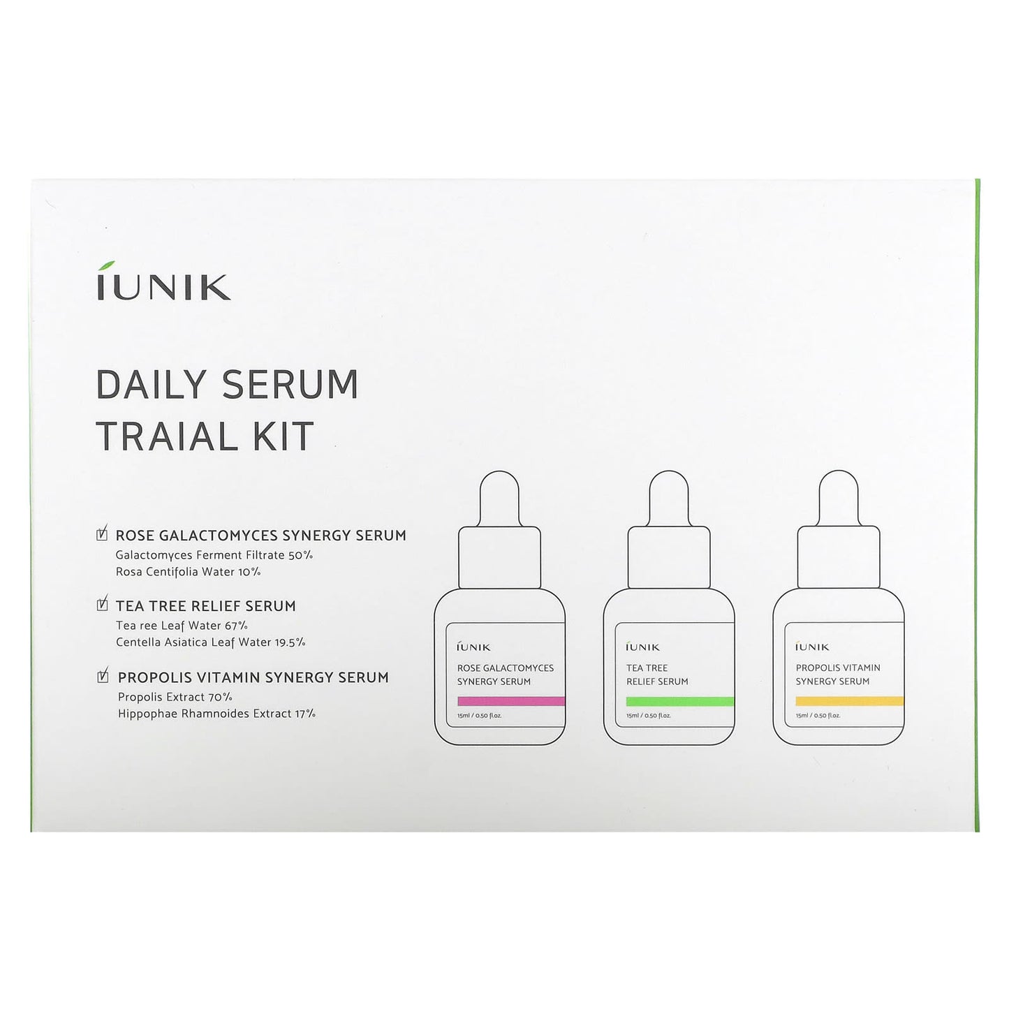 iUNIK, Daily Serum Trial Kit, 3 Piece Set