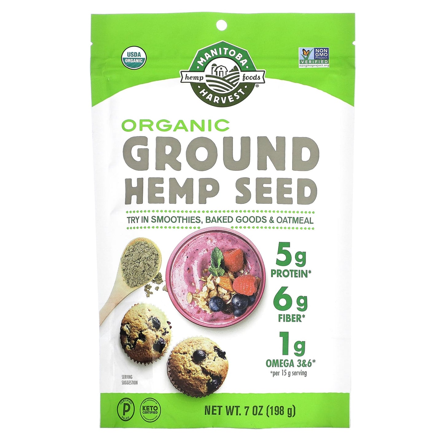 Manitoba Harvest-Organic Ground Hemp Seed-7 oz (198 g)