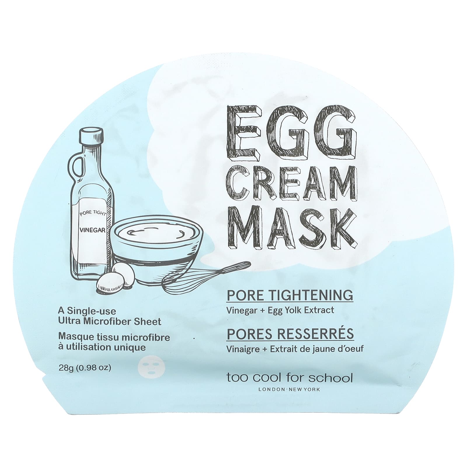 Too Cool for School-Egg Cream Beauty Mask-Pore Tightening-1 Sheet-0.98 oz (28 g)