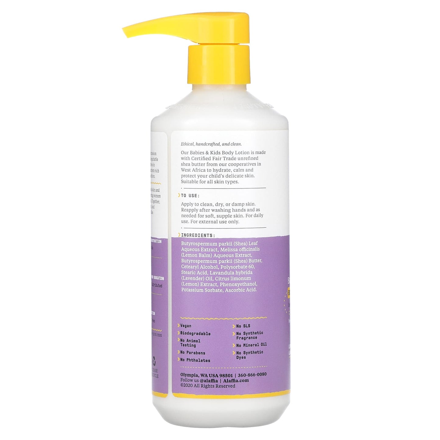 Alaffia, Babies & Kids Body Lotion, Lemon Lavender, 16 fl oz (473 ml)