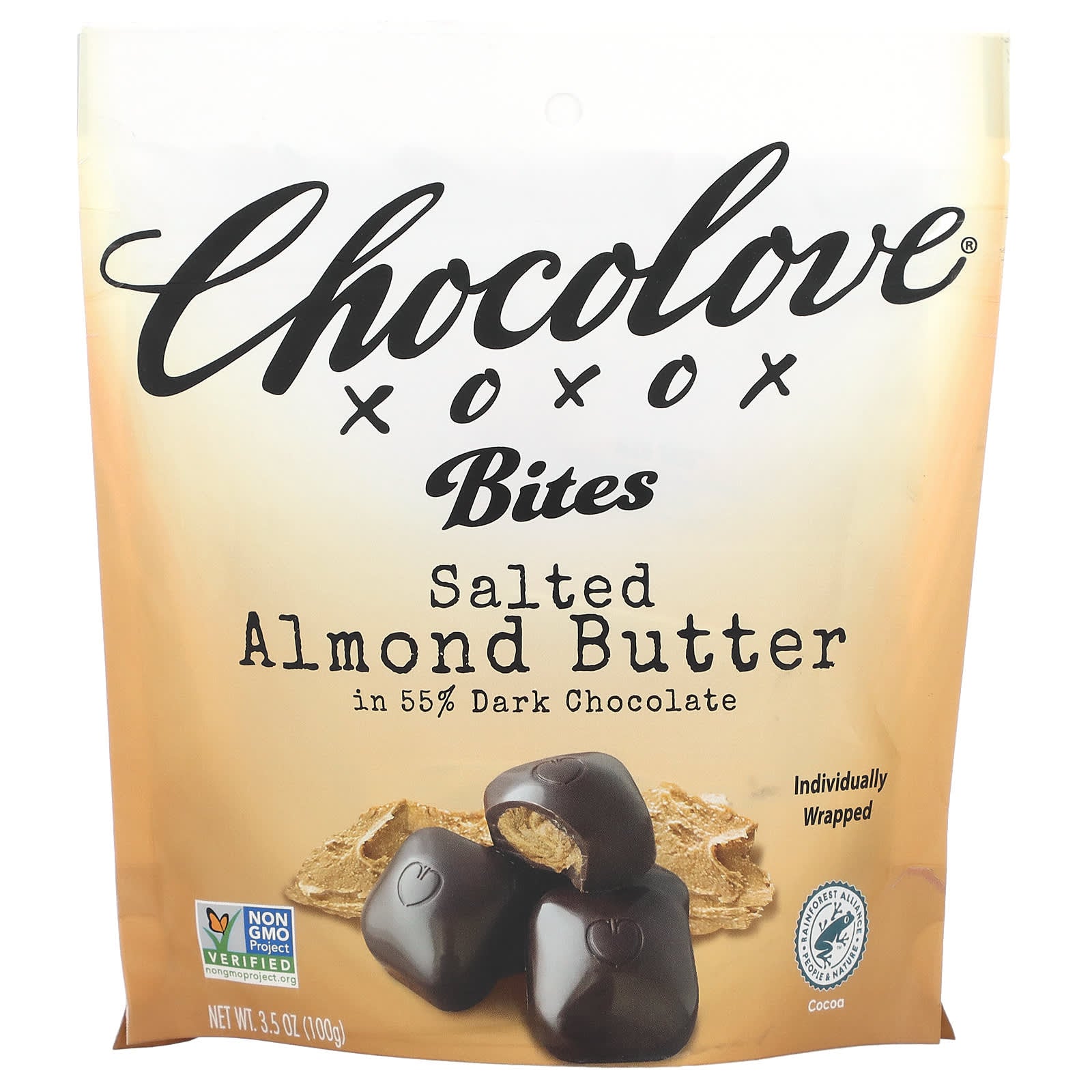 Chocolove-Bites-Salted Almond Butter in 55% Dark Chocolate-3.5 oz (100 g)