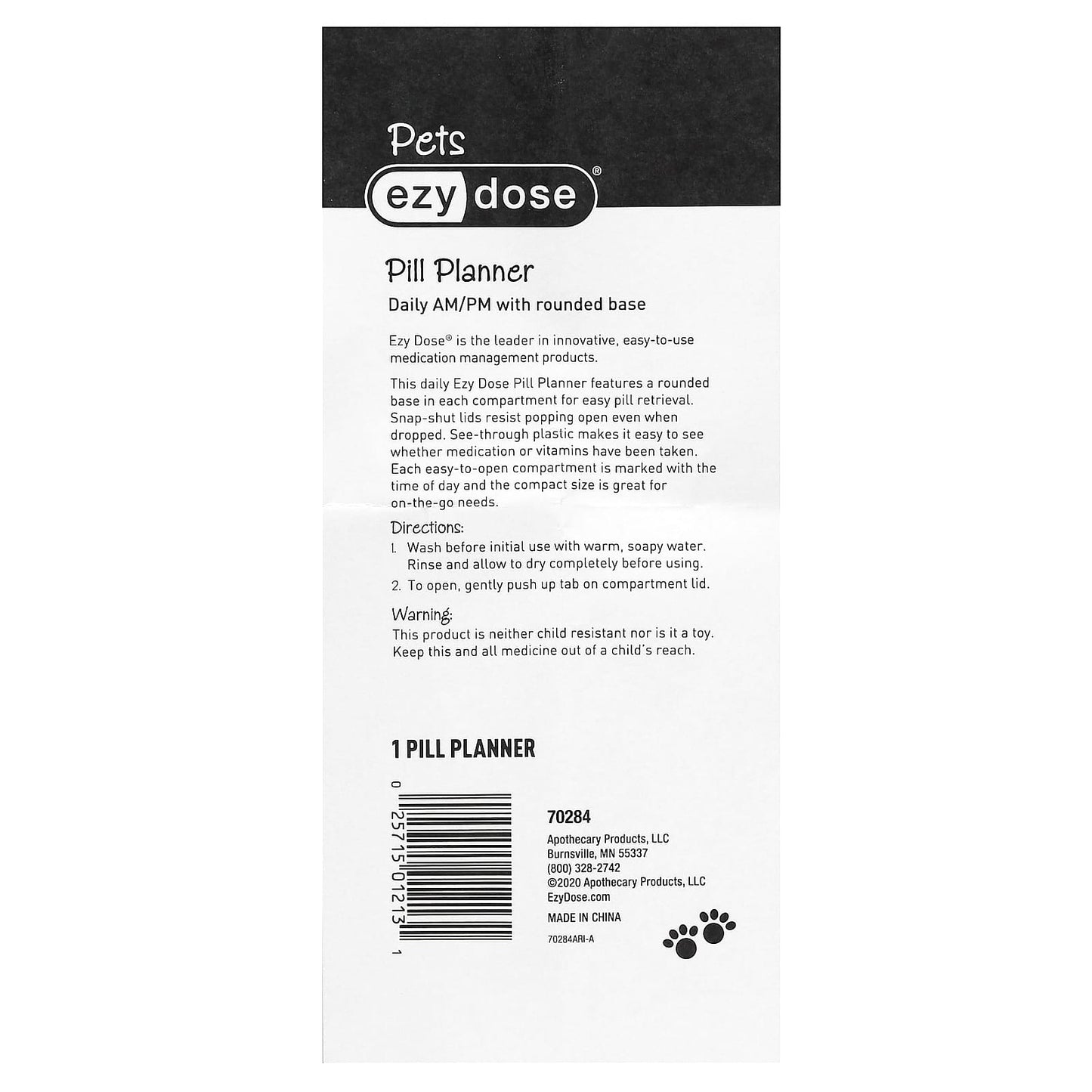 Ezy Dose, Pets, Daily AM/PM Pill Planner, Dogs, 1 Count