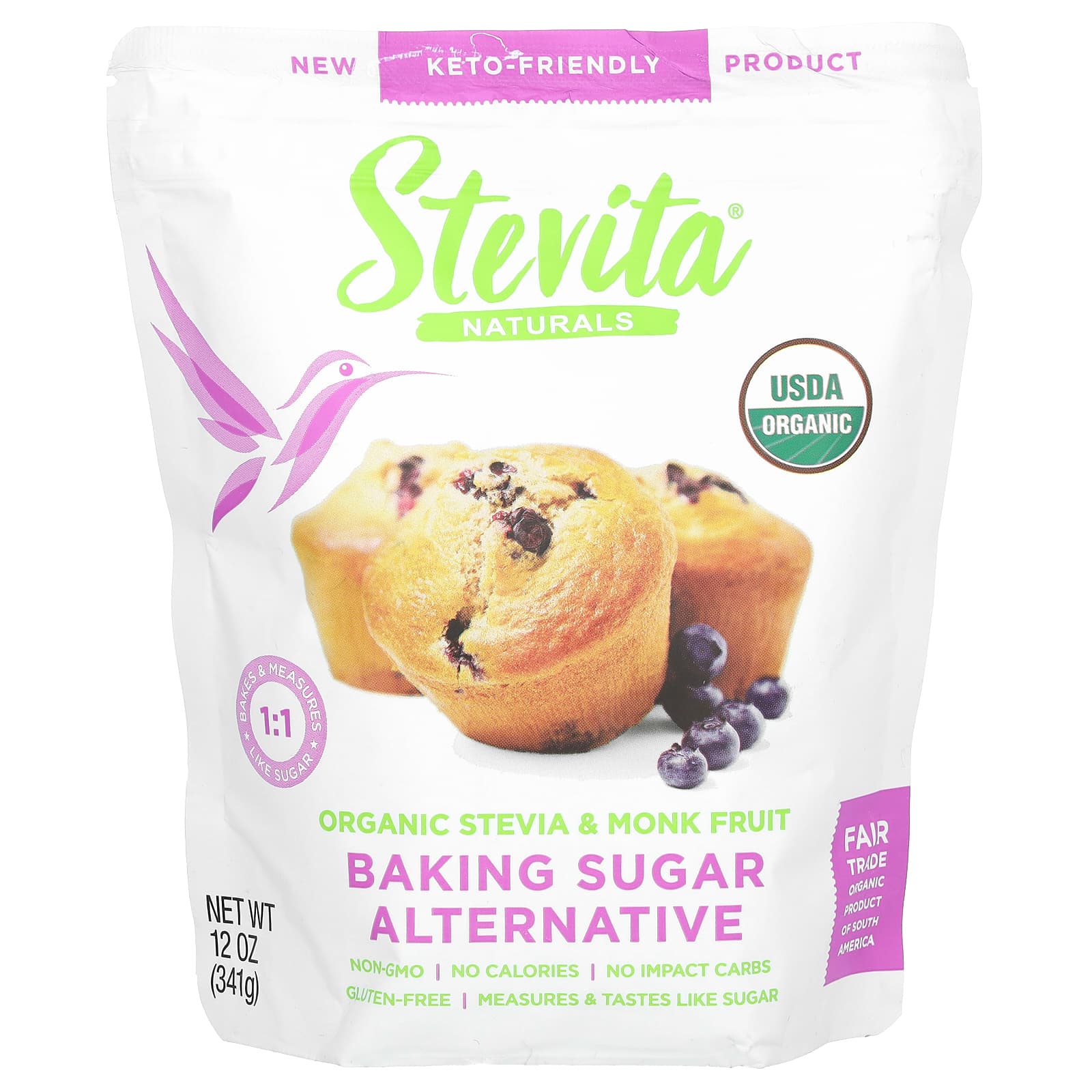 Stevita-Baking Sugar Alternative-Organic Stevia & Monk Fruit-12 oz (341 g)