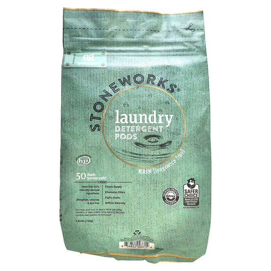 Grab Green-Stoneworks-Laundry Detergent Pods-Fragrance Free-Rain-50 Loads-1.65 lbs (750 g)