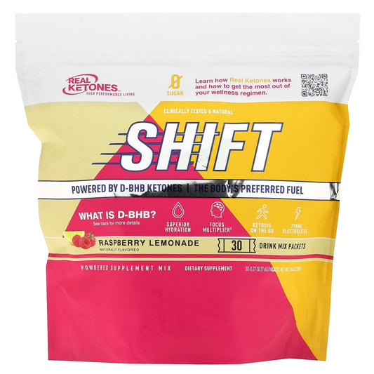 Real Ketones-Shift-Raspberry Lemonade-30 Drink Mix Packets-0.27 oz (7.6 g) Each