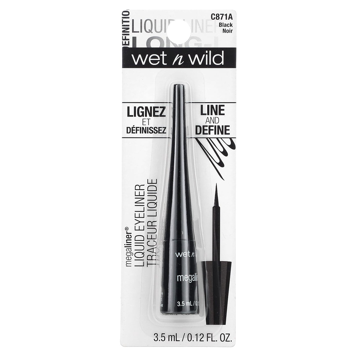 wet n wild, MegaLiner Liquid Eyeliner, Black , 0.12 fl oz (3.5 ml)