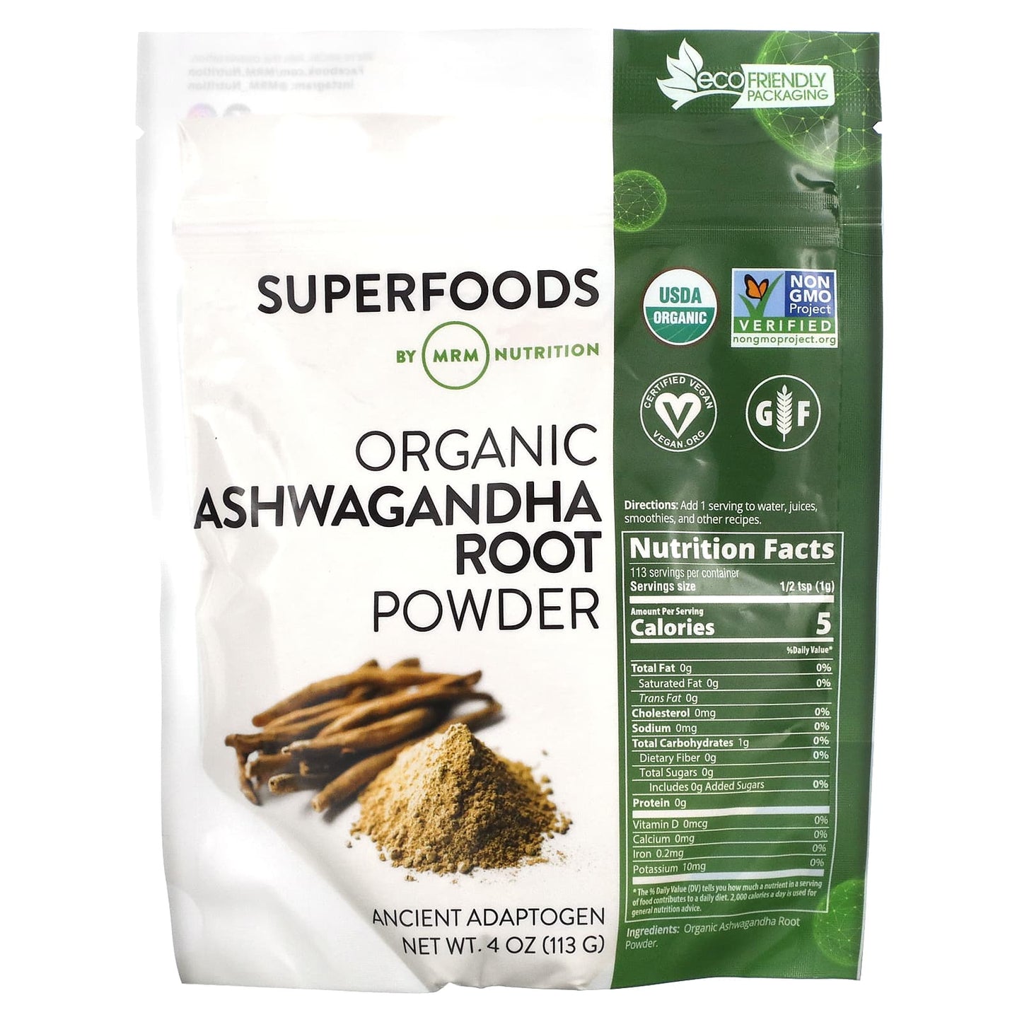 MRM Nutrition-Organic Ashwagandha Root Powder-4  oz (113 g)