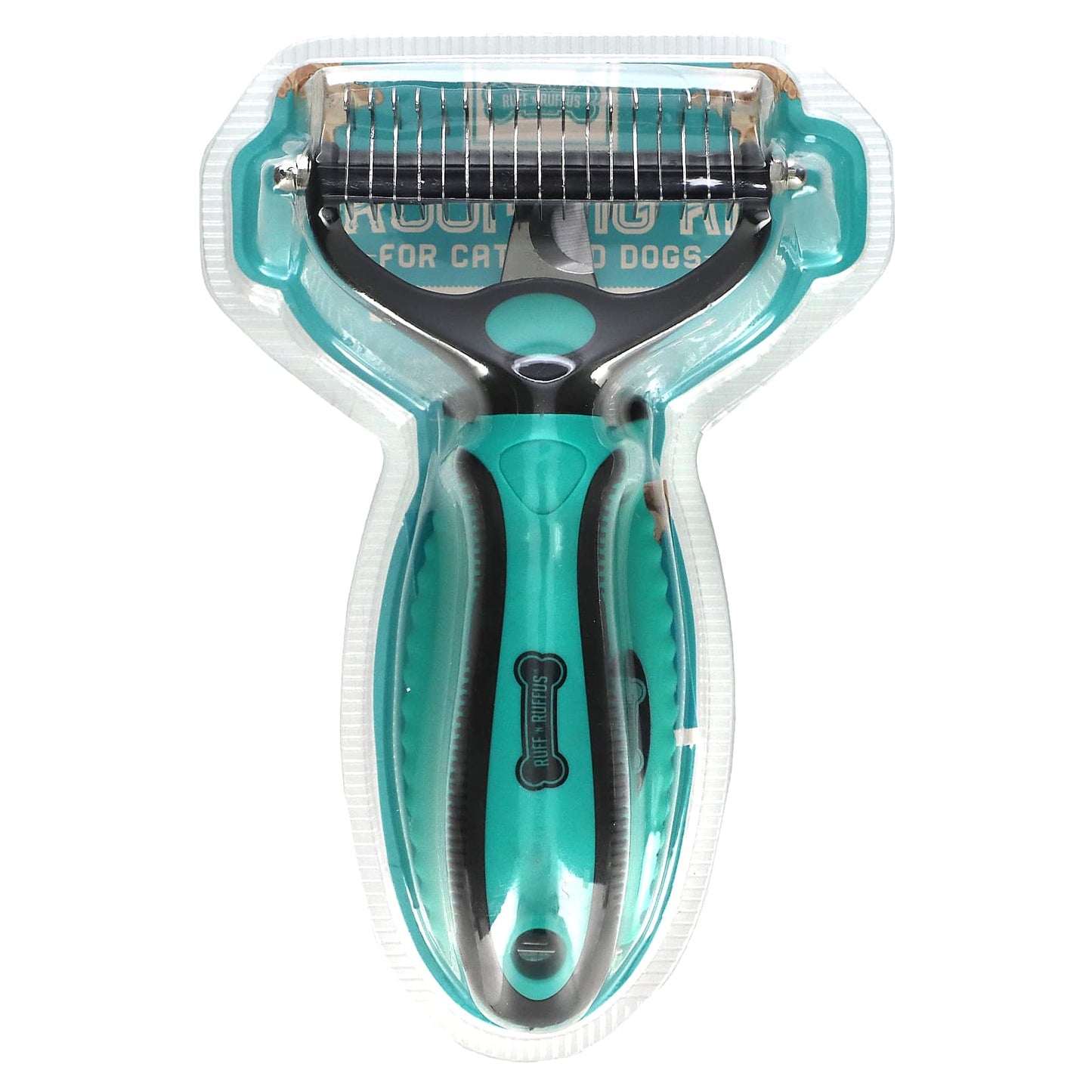 Ruff 'N Ruffus, Grooming Kit for Cats and Dogs, Gel Rake & Nail Clipper, Aqua, 1 Gel Rake 1 Nail Clipper