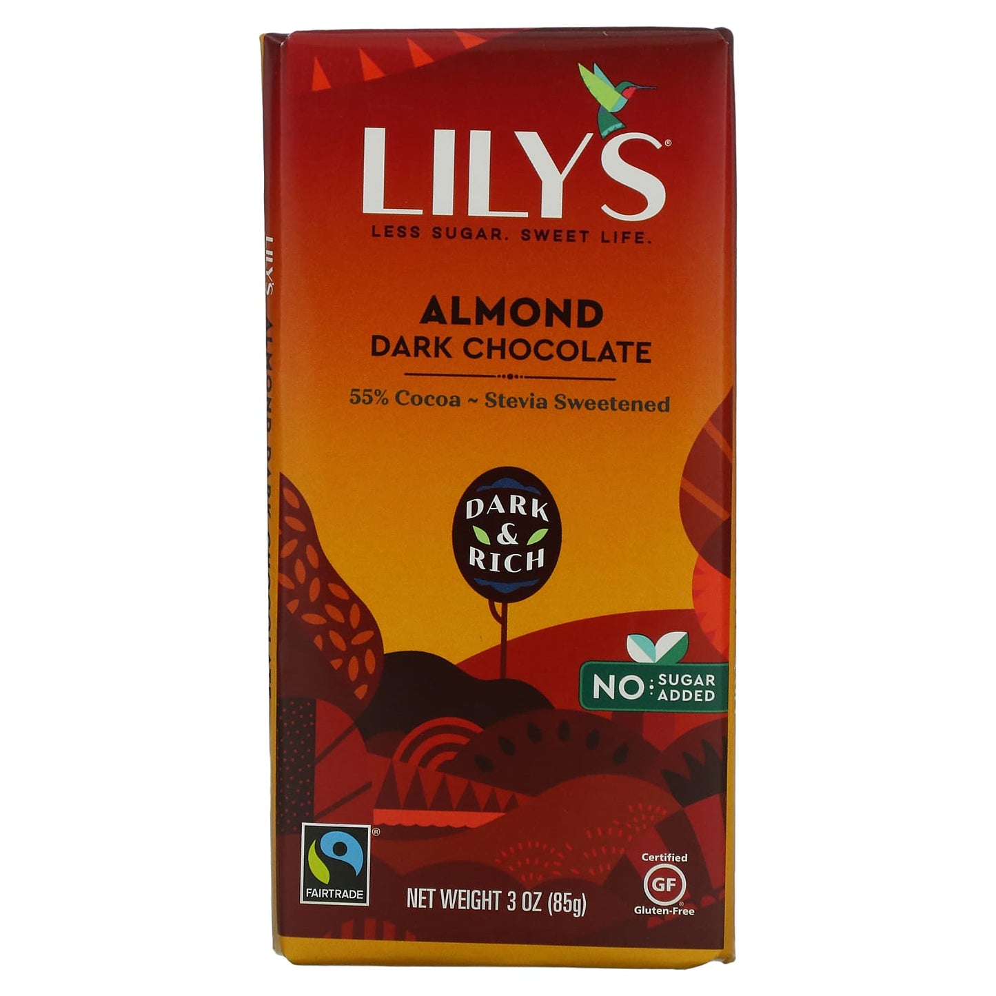 Lily's Sweets-Dark Chocolate Bar-Almond-55% Cocoa-3 oz (85 g)